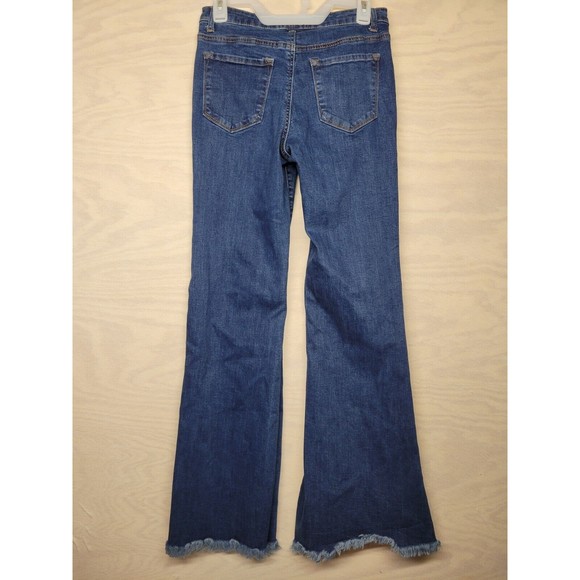 C'est Toi Women's SZ 9/28 Denim Jeans Black Label Button Fly Raw Hem Bell Bottom - Picture 6 of 10